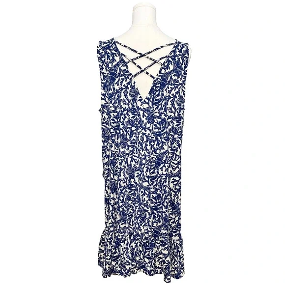 Lilly Pulitzer Blue White Pima Cotton Lobster Print Flounce Dress XXL Pockets - Picture 5 of 8